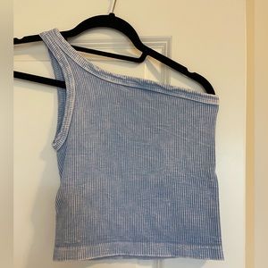 Vici Ribbed One Shoulder Crop Top